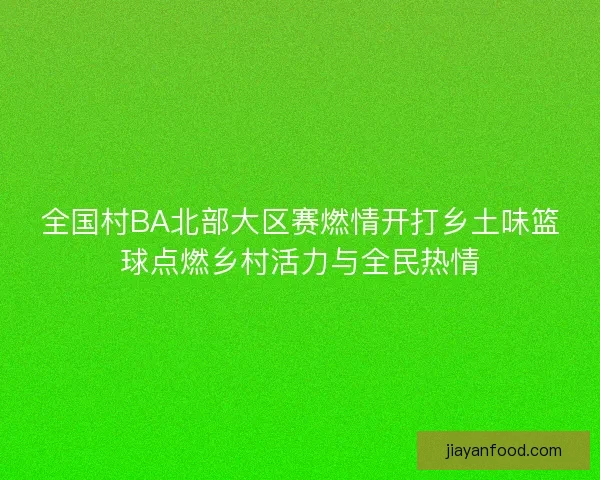 全国村BA北部大区赛燃情开打乡土味篮球点燃乡村活力与全民热情