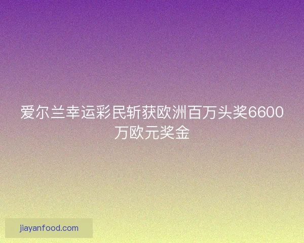 爱尔兰幸运彩民斩获欧洲百万头奖6600万欧元奖金