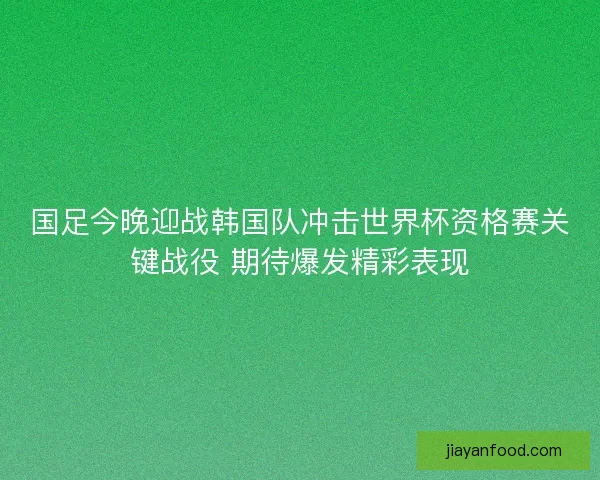国足今晚迎战韩国队冲击世界杯资格赛关键战役 期待爆发精彩表现