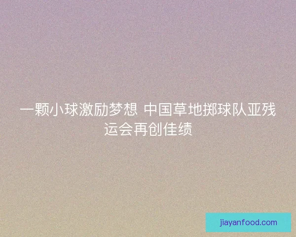 一颗小球激励梦想 中国草地掷球队亚残运会再创佳绩
