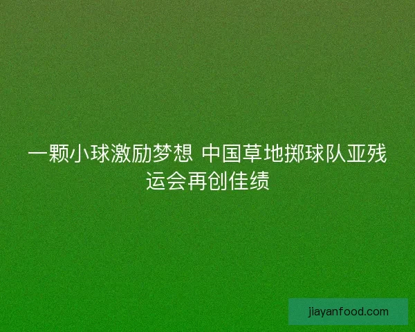 一颗小球激励梦想 中国草地掷球队亚残运会再创佳绩